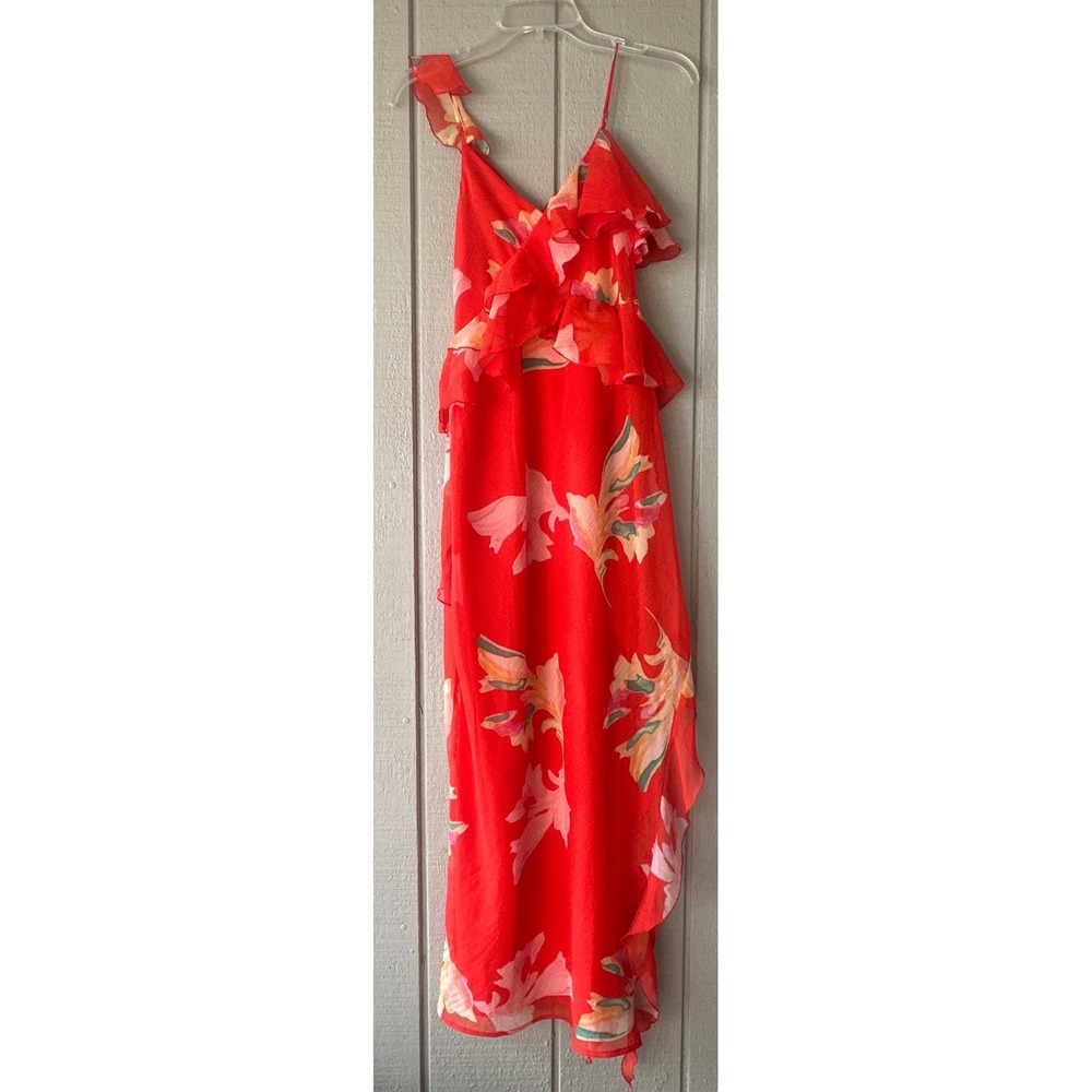 Future Collective Jeneé Naylor Maxi Dress Women XXS Orange Floral Asymmetric